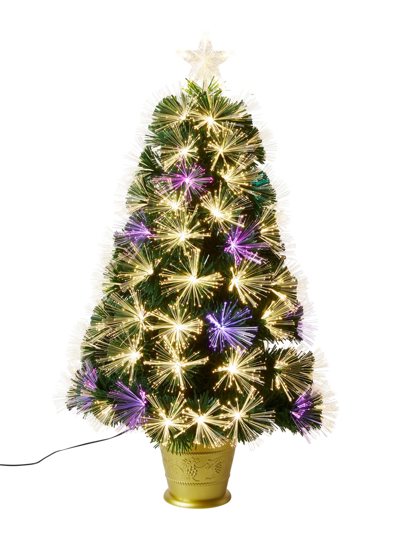 Fiber juletræ - H60 cm 48 LED multifarvet IP44 grøn