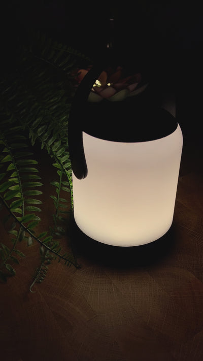 LED Touch lanterne Ø9x11,2 cm IP44 USB eller 3xAA sort