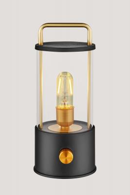 Conzept laddningsbar lampa 12,5x11x26,5 cm USB-C med mässingsknopp