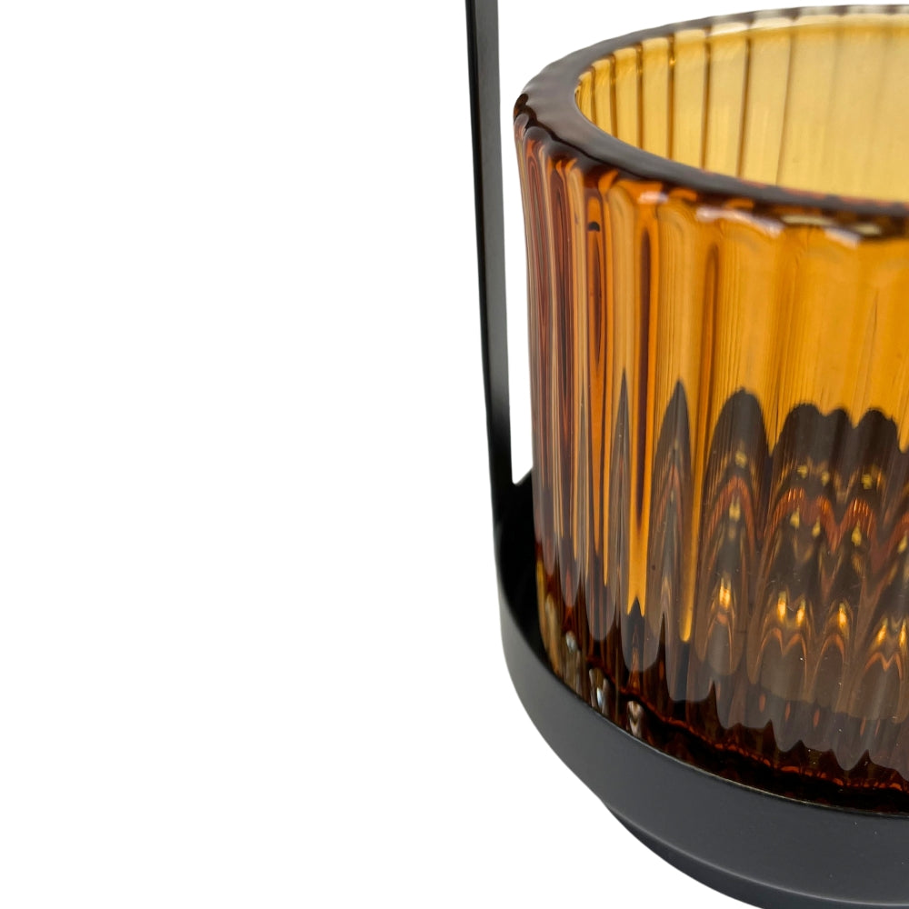 Dacore - Värmeljushållare med handtag - Metall/glas Amber