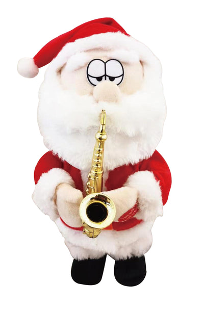 Julemand med saxofon - 30 cm - der spiller og danser