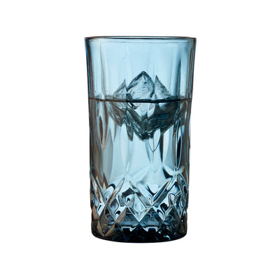 Lyngby Glas - Highball Sorrento vandglas/drinksglas 38 cl . 4 stk. blå