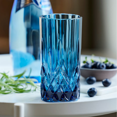 Lyngby Glas - Highball Sorrento vandglas/drinksglas 38 cl . 4 stk. blå
