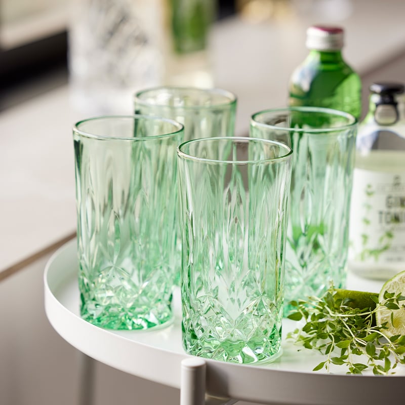 Lyngby Glas - Highball Sorrento vandglas/drinksglas 38 cl 4 stk - grøn