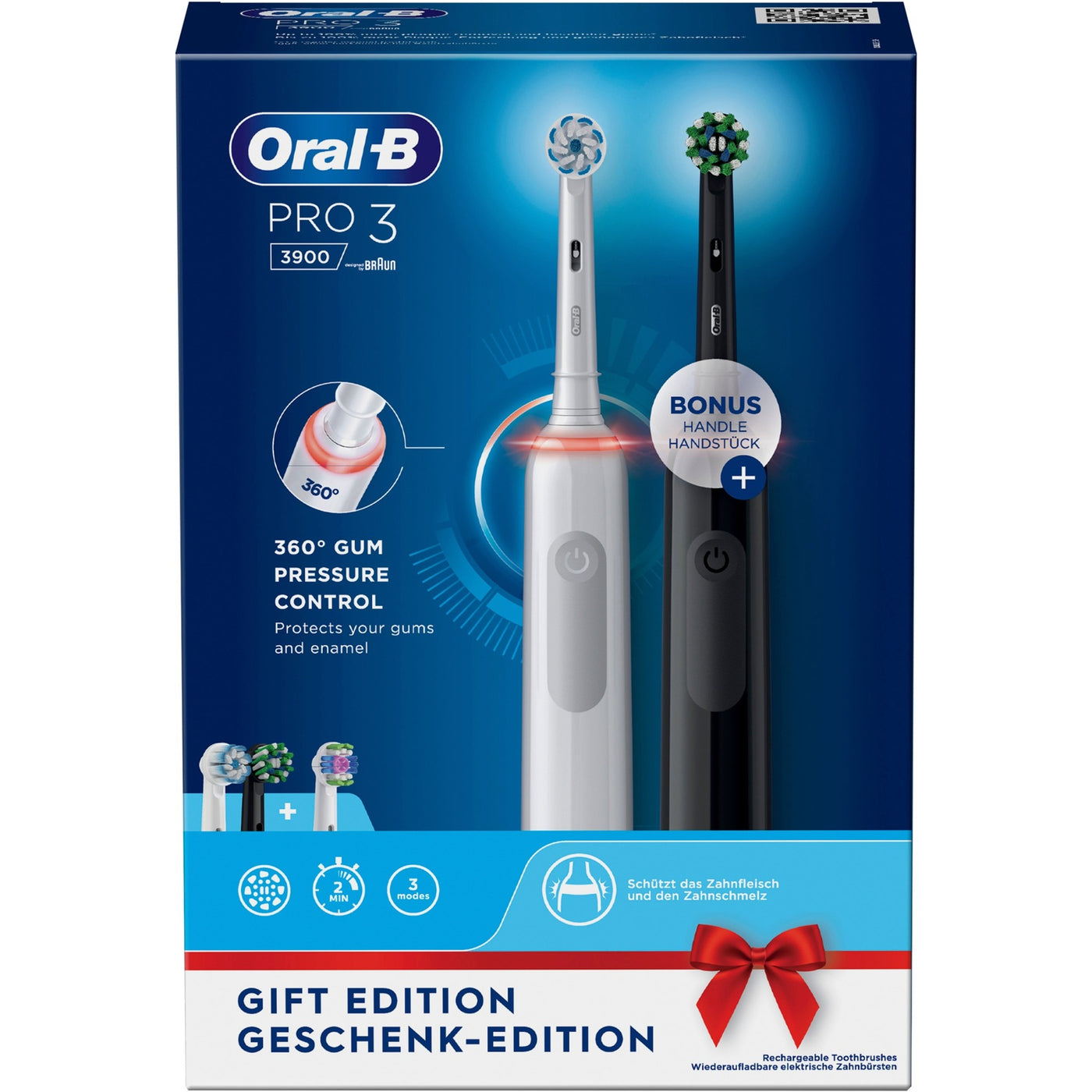 Oral-B - Pro gavesæt med to tandbørster 3 3900 Duo black/white
