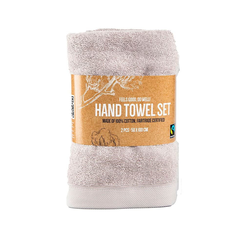 Fairtrade håndklæde 50x100 cm 520 gram 2 stk. lys grå