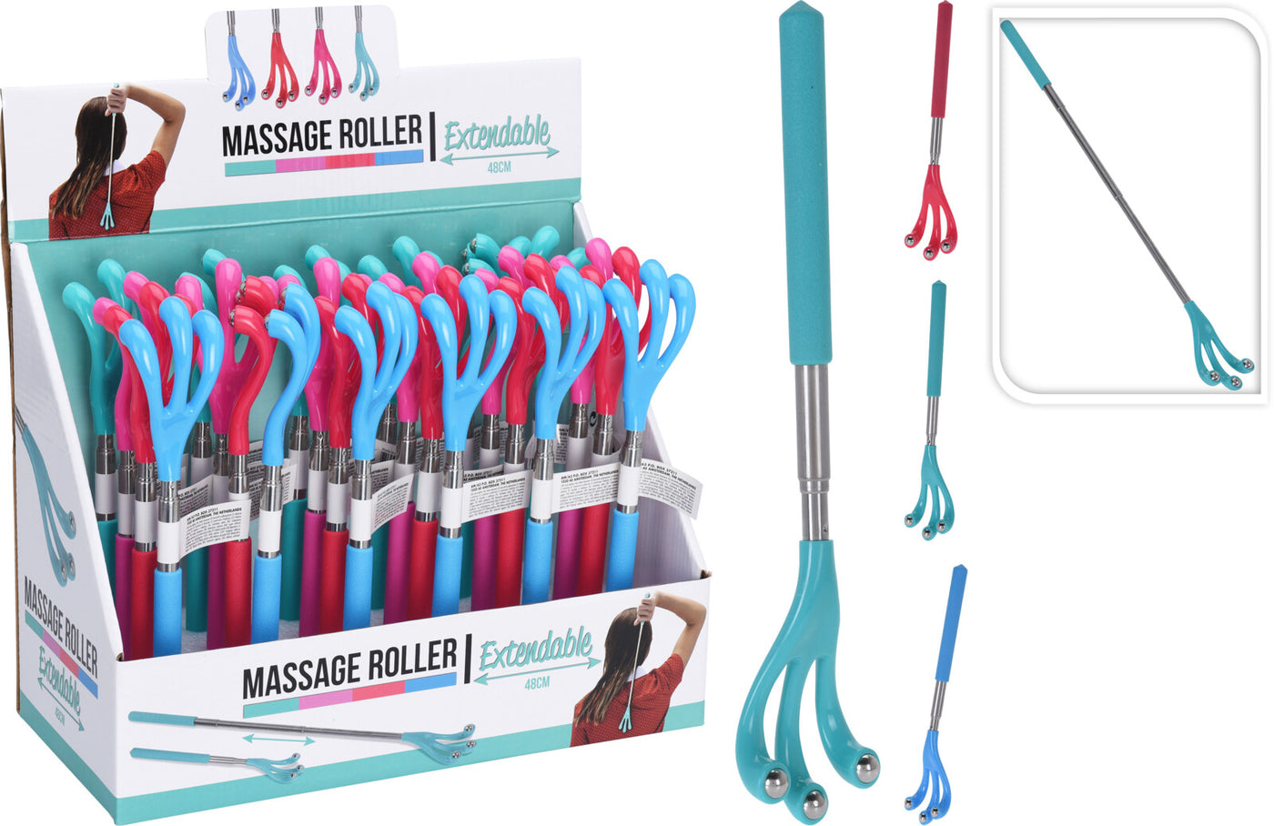 Massage Roller - Kan forlænges 48 cm ass. farver
