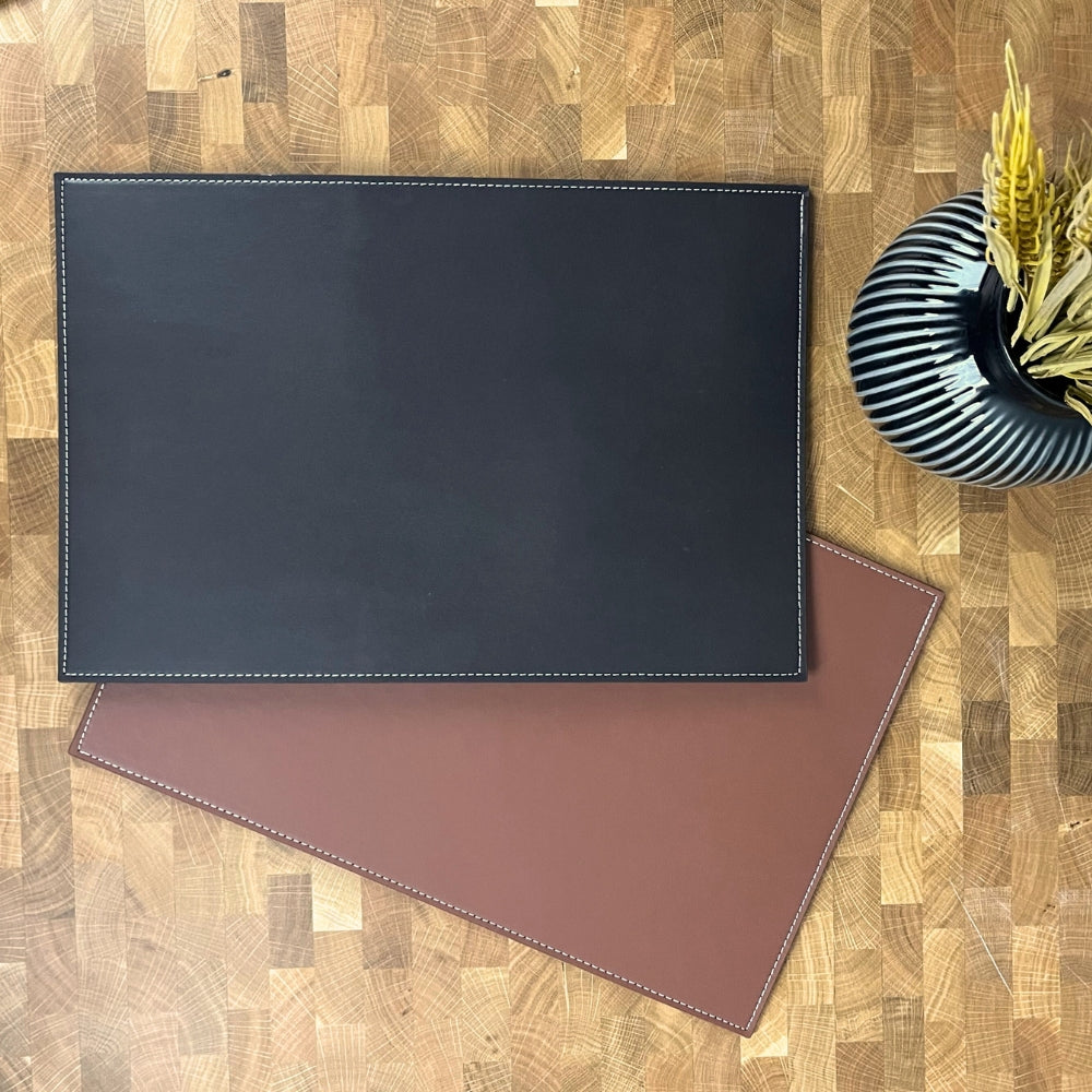 Dacore - Dækkeserviet kunstlæder hård mørk brun 30x45 cm