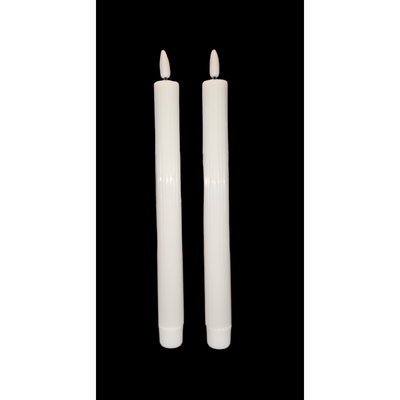 Conzept - Ljusstake med rörlig låga i vitt 2 st med räfflor - 22 cm