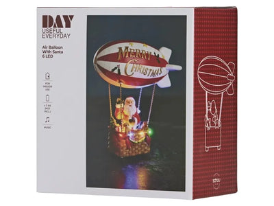 Day - Luftballon med julemand med 6 LED med musik til batteri
