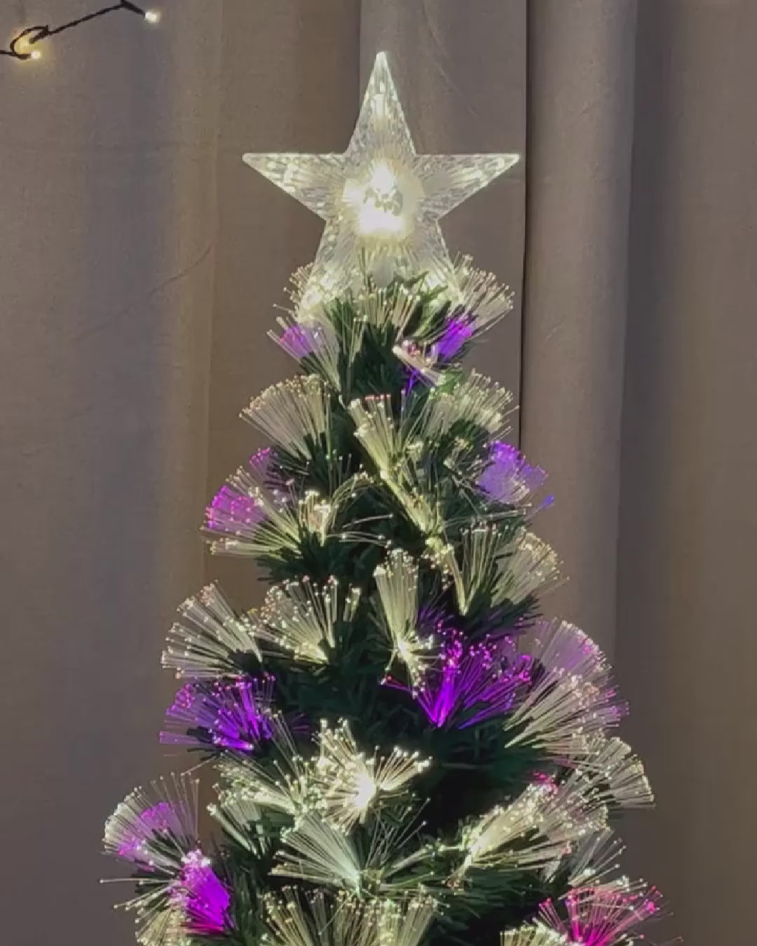 Fiber juletræ - H180 cm 224 LED multifarvet IP44 grøn