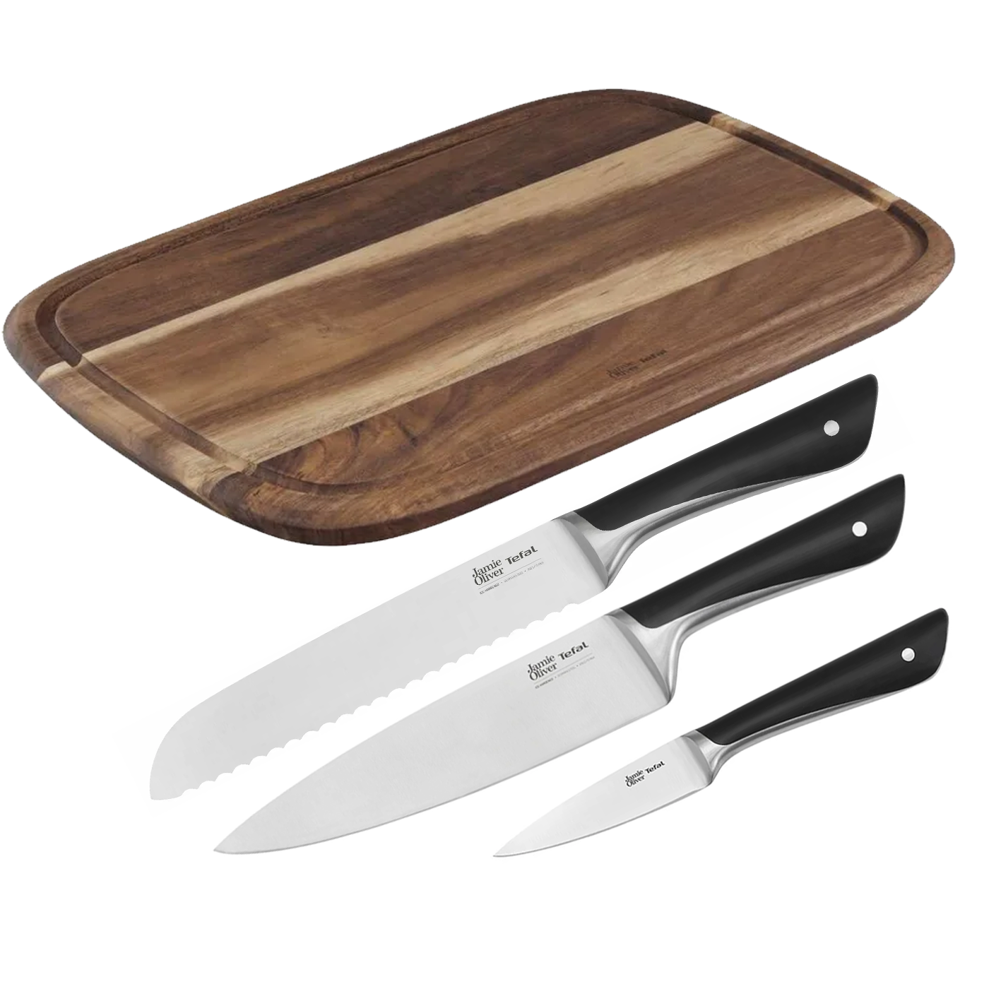 Tefal Jamie Oliver - Lyxpaket 4 delar (skärbräda och knivar)