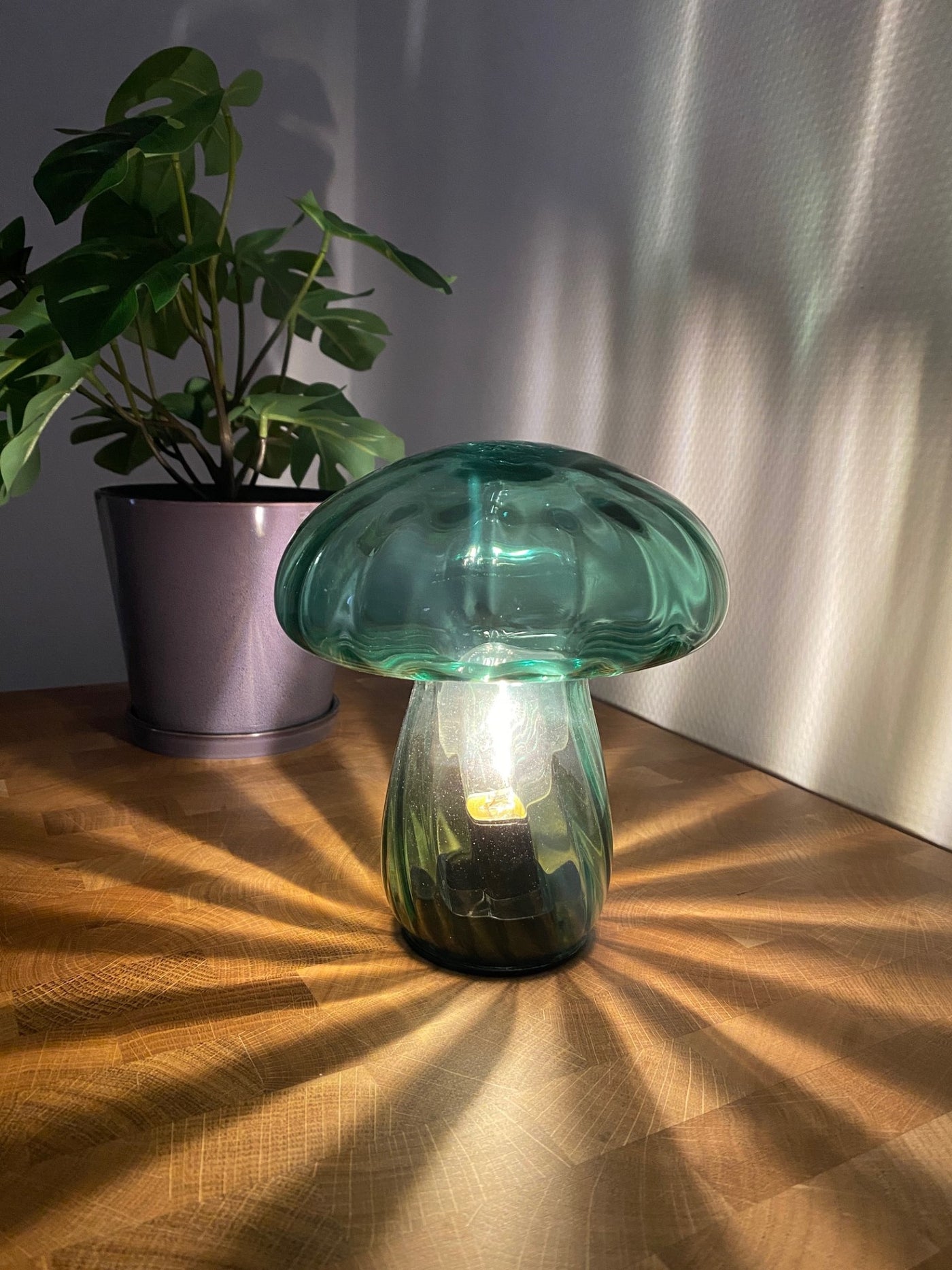 Toadstool lampa 14,5x14,5x17 cm glas grön