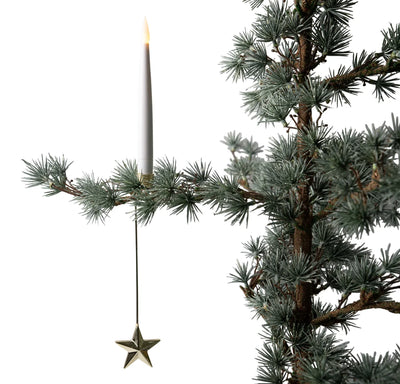 LED julgransljus 3D veke med hållare och stjärna 10 st. med fjärrkontroll vit/guld