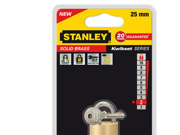 Stanley - Hængelås 25 mm - Med nøgle