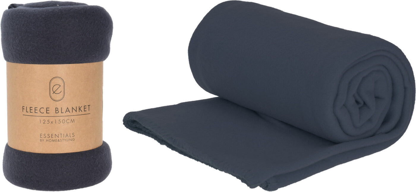 Essentials - Tæppe fleece 125x150 cm - mørkeblå