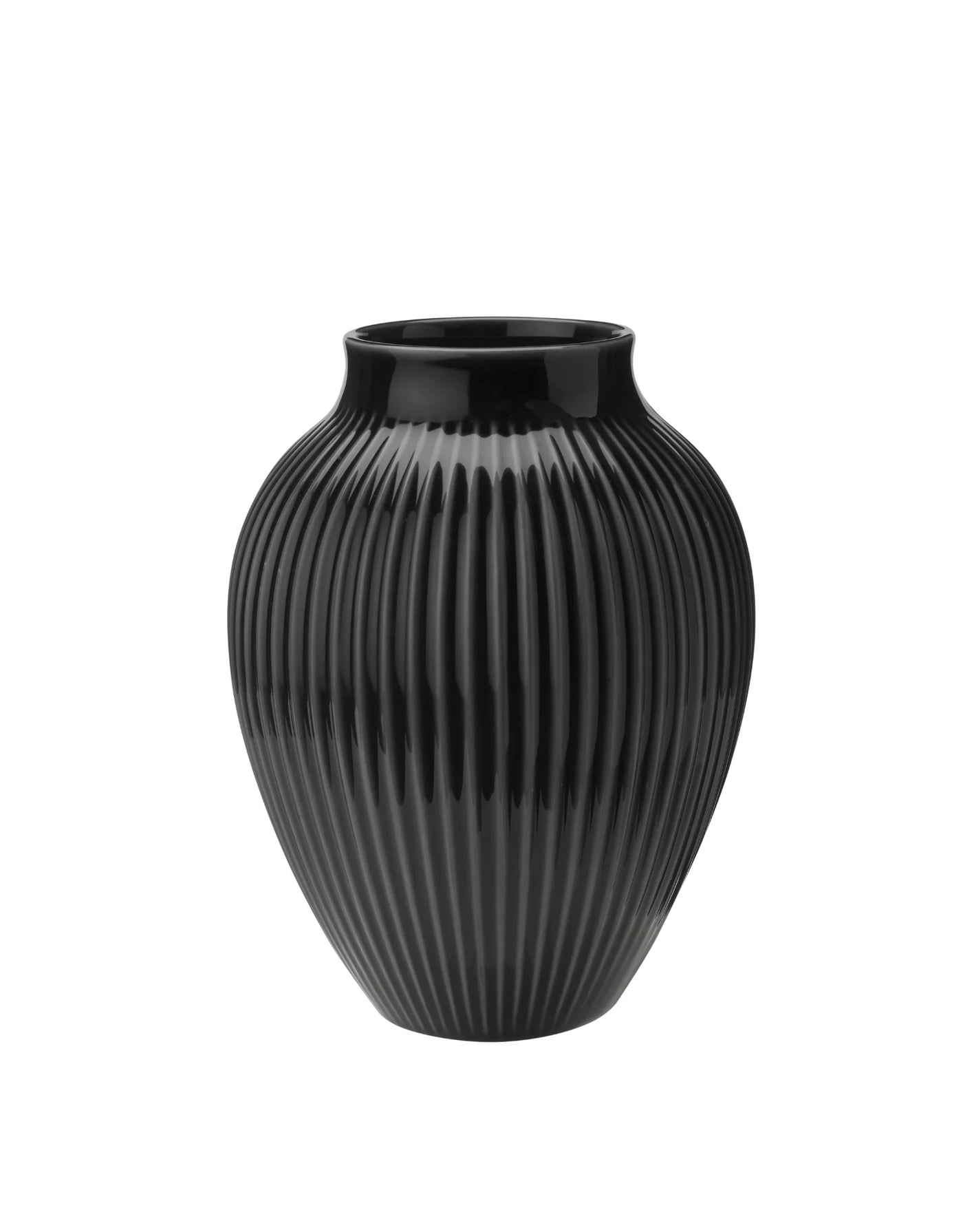 Knabstrup - Vase riller sort - 20 cm