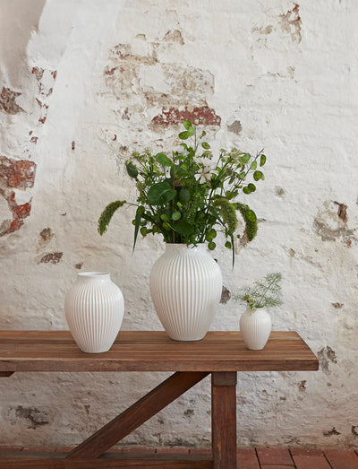 Knabstrup - Vase riller hvid - 20 cm
