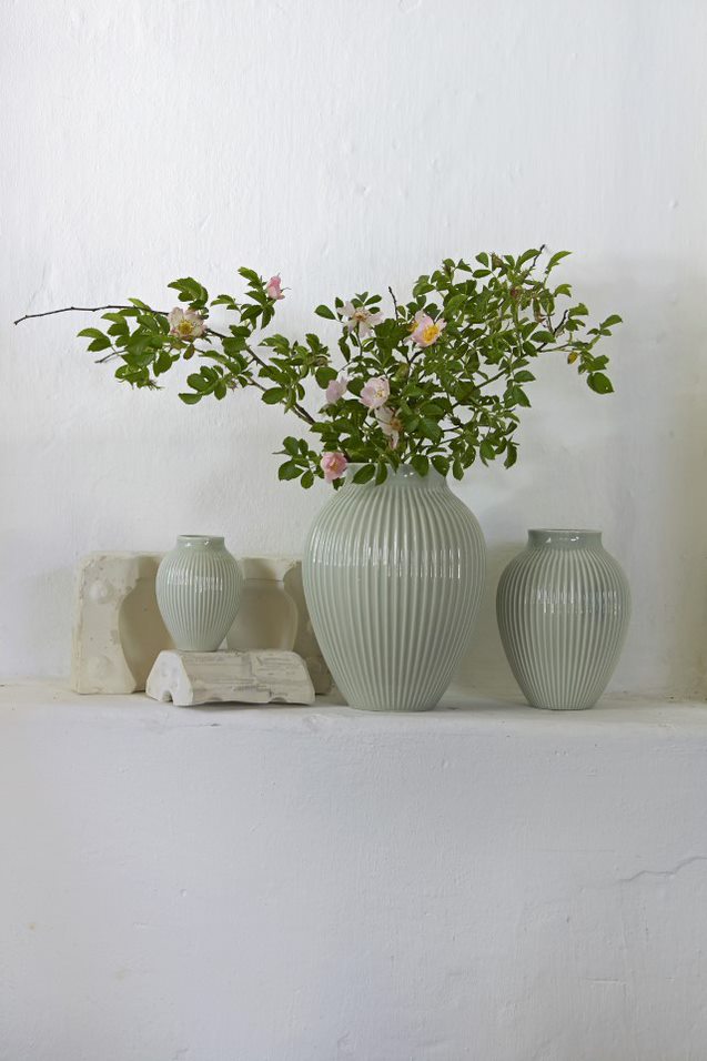 Knabstrup - Vase riller mintgrøn - 27 cm