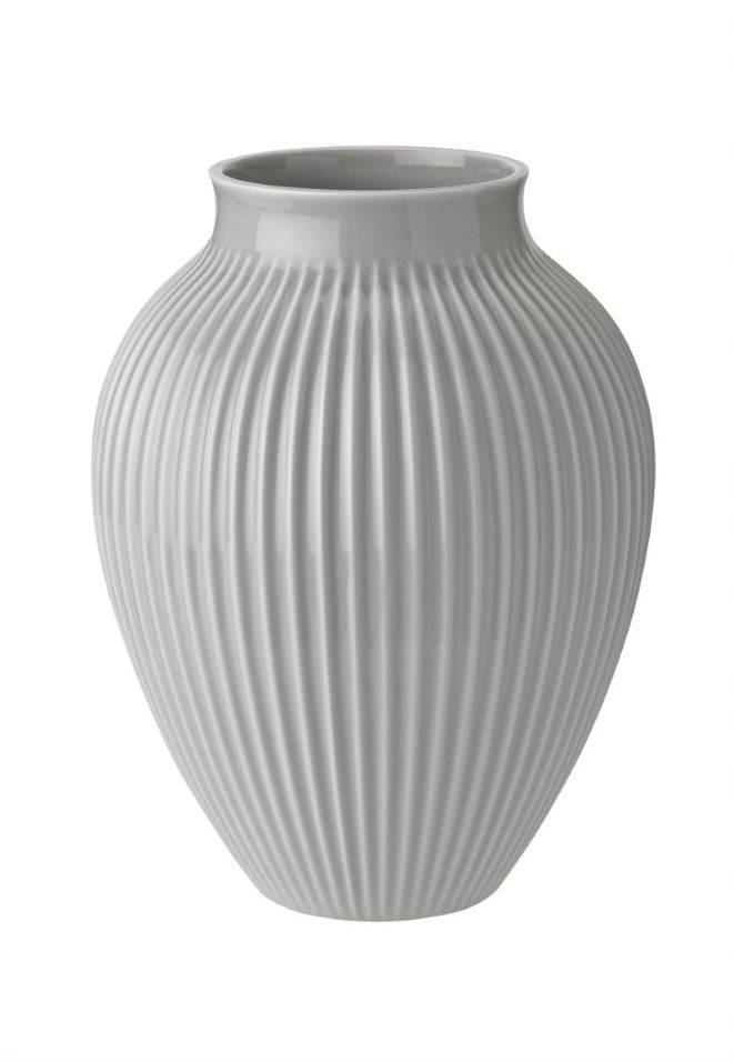 Knabstrup - Vase riller lys grå - 27 cm