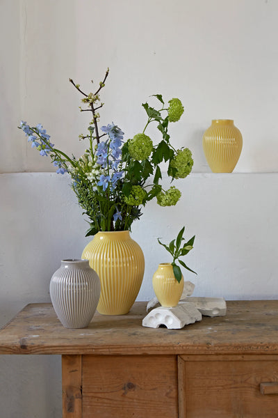 Knabstrup - Vase riller lys grå - 20 cm