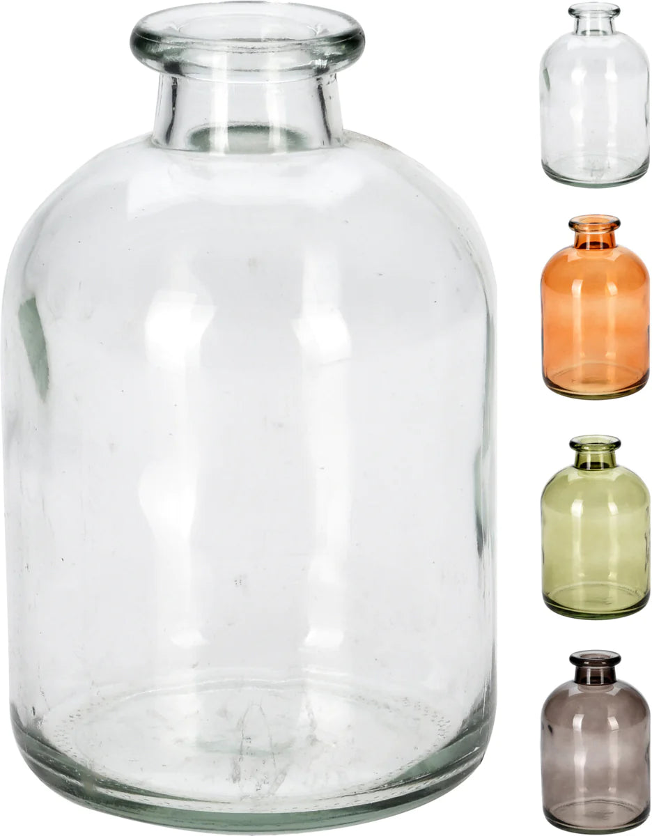 Vase - Flaske formet 17 cm - 4 ass. farver