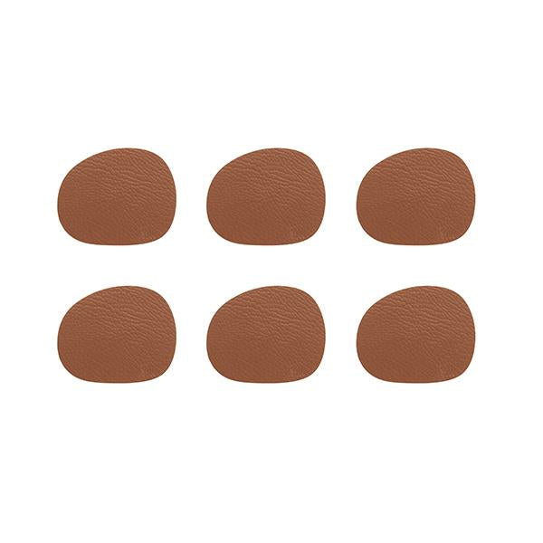 Aida - RAW - Coaster genbrugslæder 12,2x10 cm 6 stk. Cinnamon brown