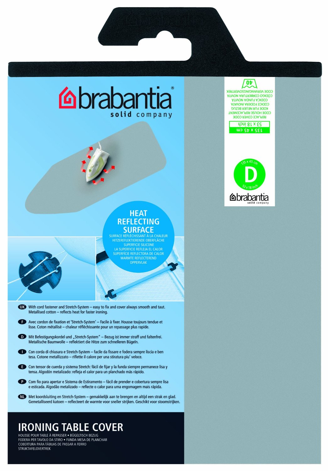 Brabantia - Silicone Strygebetræk - D - Sølv