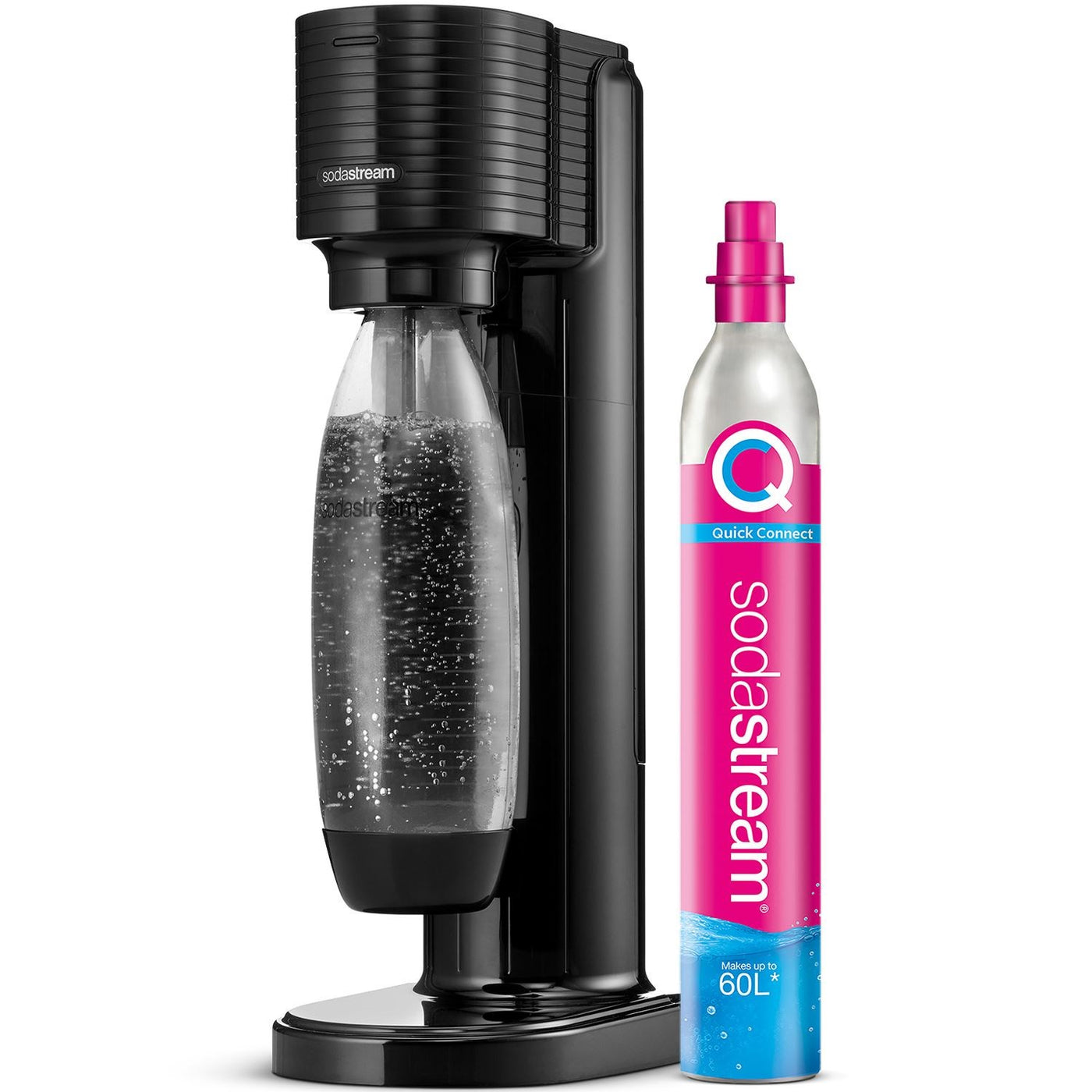 Sodastream - Gaia kolvvattenmaskin i svart - med CQC cylinder, 1 DWS flaska