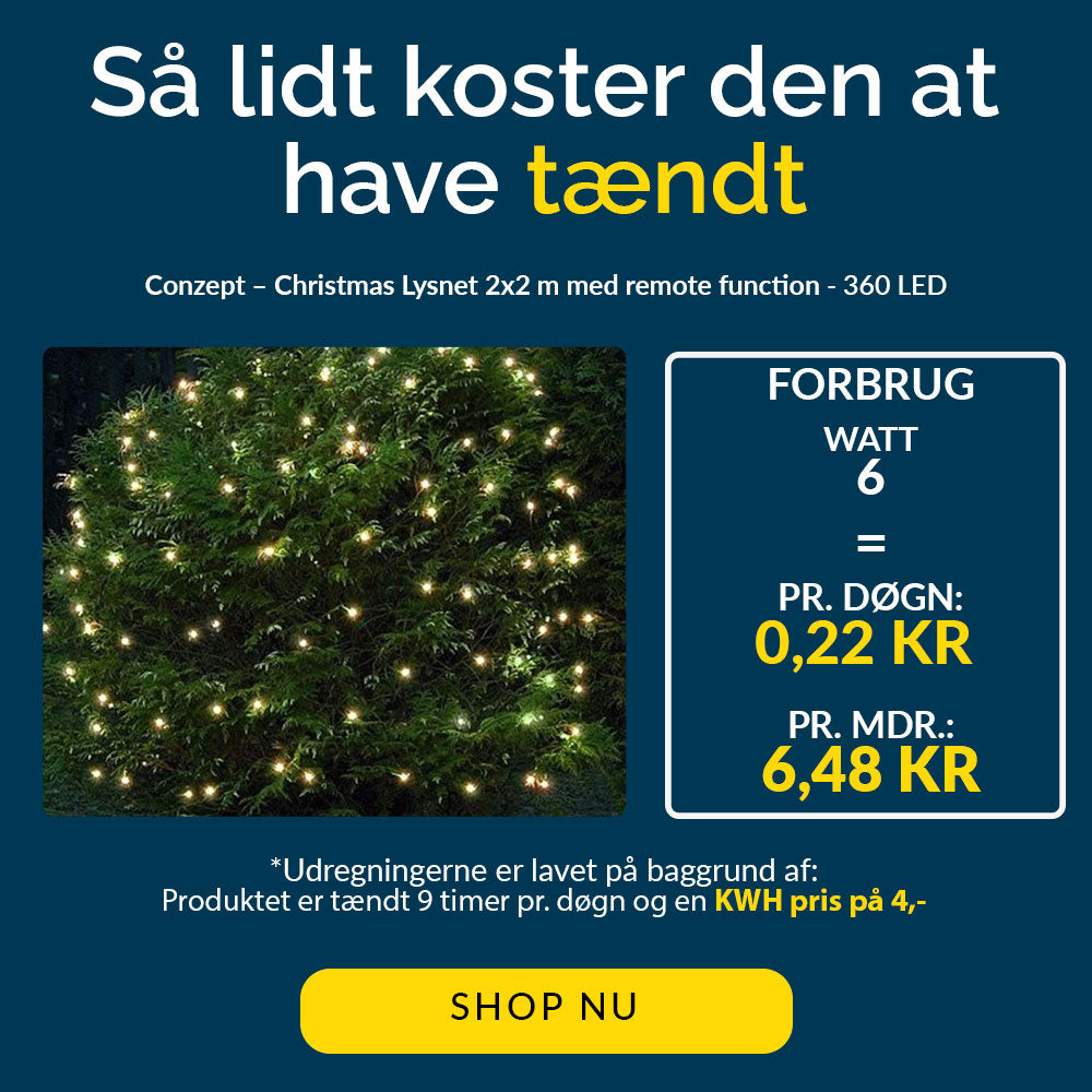 Conzept Christmas - Ljusnät 2x2 m 360 LED varmvit - med fjärrfunktion